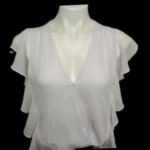Lulu's  White Wrap Snap Bodysuit NWT SZ M